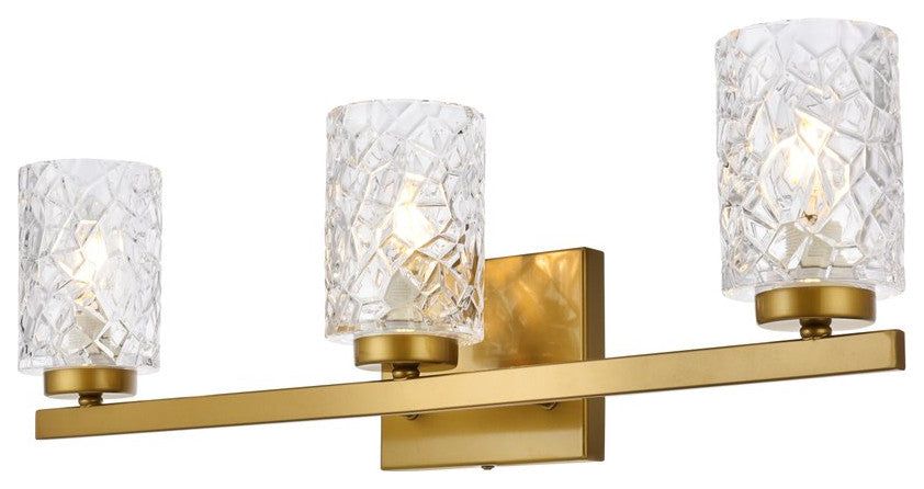 Conor 3-Light Bath Sconce, Brass With Clear Shade