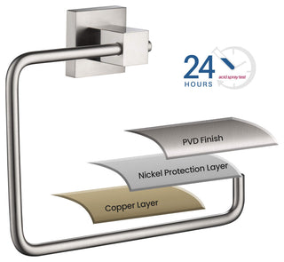 Cube Bathroom Towel Ring, Brushed Nickel