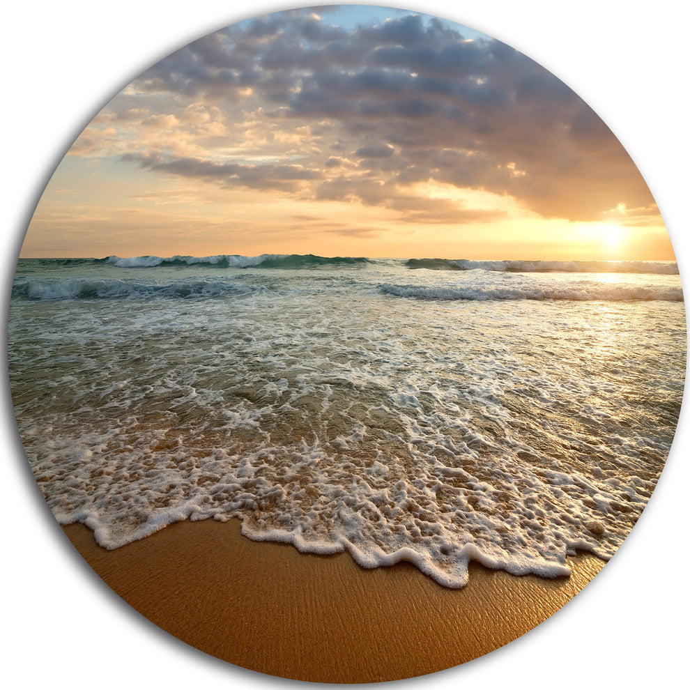 Bright Cloudy Sunset In Calm Ocean, Seascape Round Wall Art, 23"
