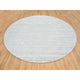 Ivory Hand Loomed Plain Modern Striped Design Organic Wool Round Rug, 10'x10'