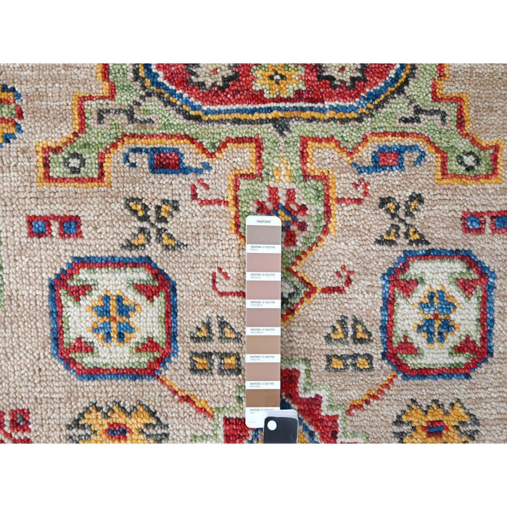 Buttery Brown Geometric Design Wool Hand Knotted Oriental Rug, 9'x11'10"