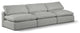 Comfy Upholstered Modular Sofa, Grey, 3-Piece: 3 Armless Chair, Linen Textured Fabric