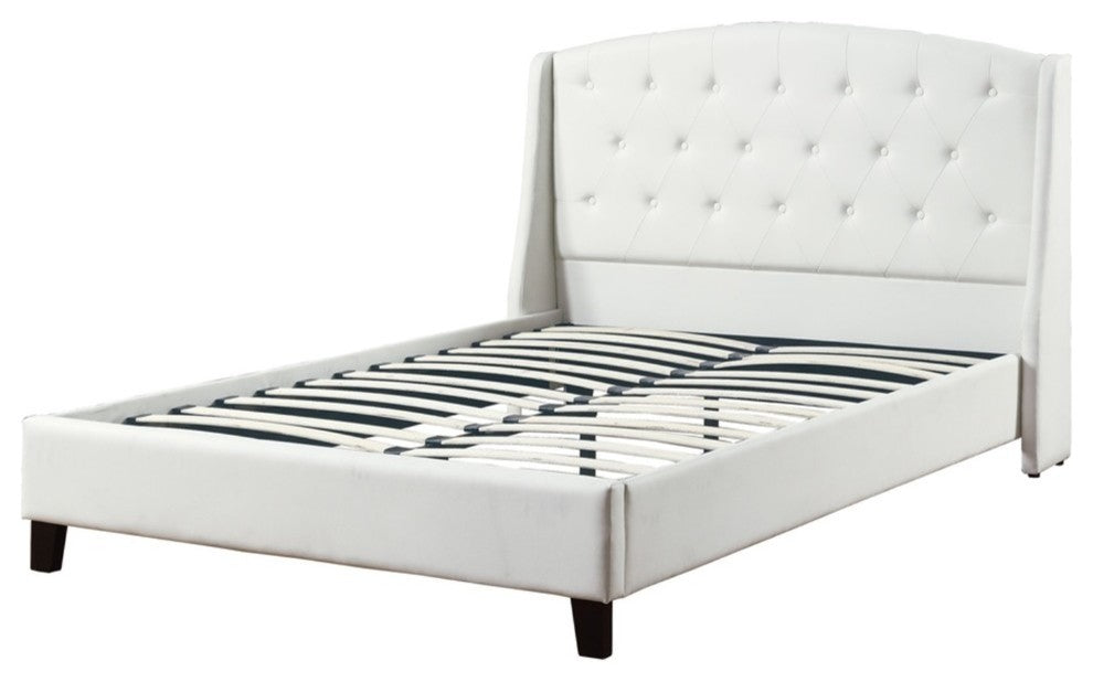 Eastern King Bed,White Bonded Leather