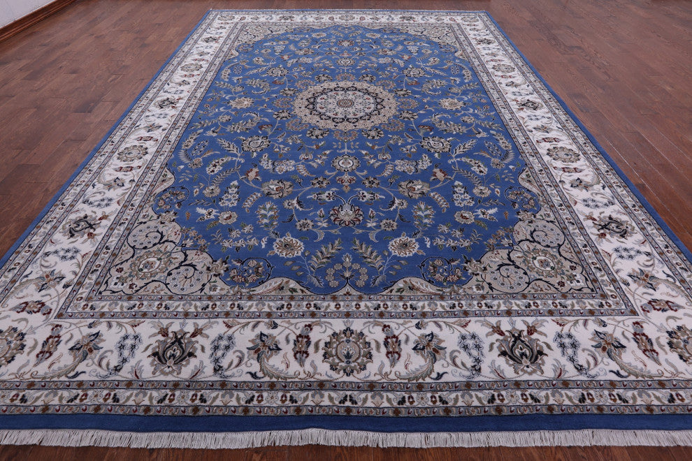 Persian Nain Wool & Silk Hand Knotted Rug 9' 11" X 14' 2" - Q13145