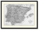 Spain Portugal Vintage B&W Map Canvas Print, 28"x37"
