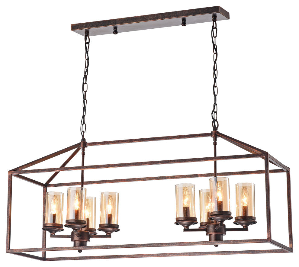 Thyra Modern Black Brushed Gold 8-Light Chandelier for Dining Room, Kitchen