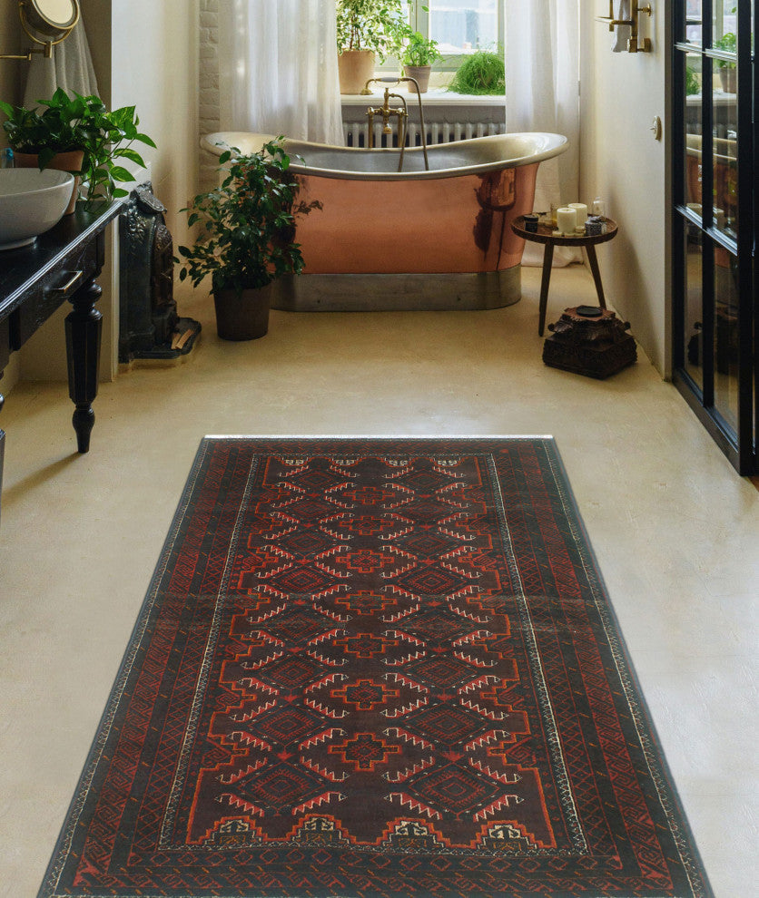 Vintage Distressed Lilly Burgundy/Charcoal Rug, 3'10x5'10