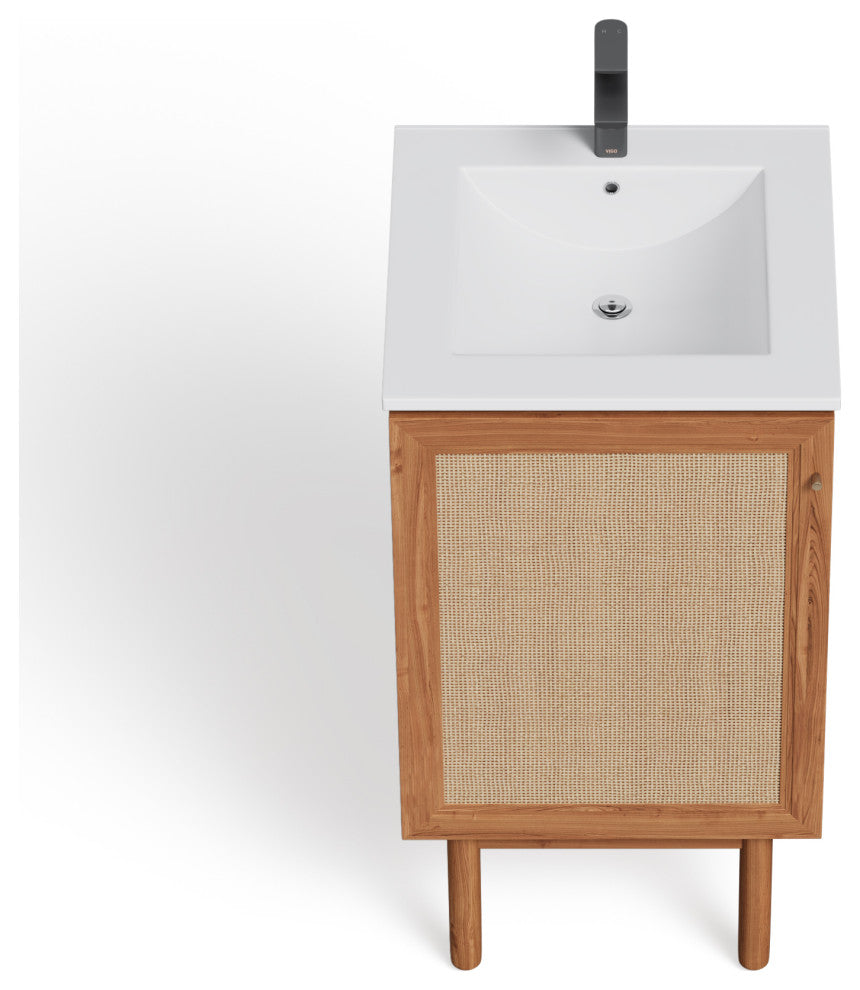 Hanalei Bathroom Vanity, Oak, 18", Single Sink, Freestanding