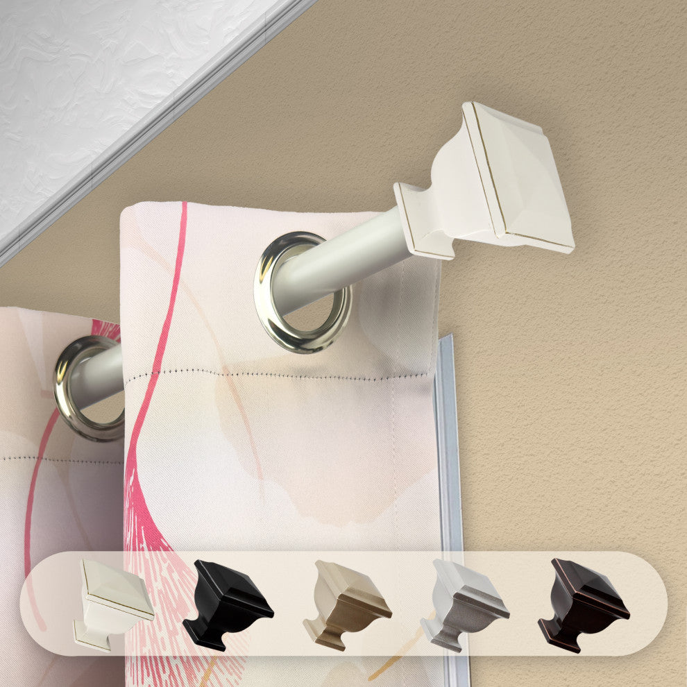 Isha 1" Curtain Rod, White, 66-120"