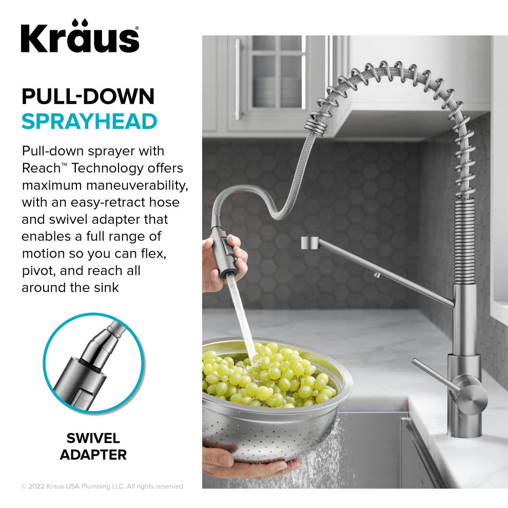 Oletto Commercial Pull-Down Filter Kitchen Faucet, MB