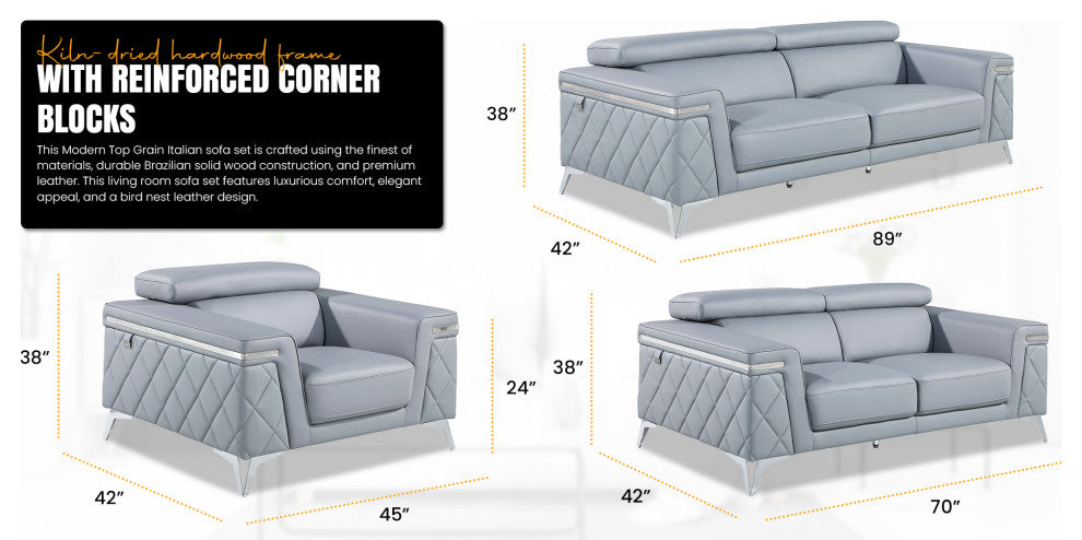 Mia Top Grain Italian Leather  Loveseat