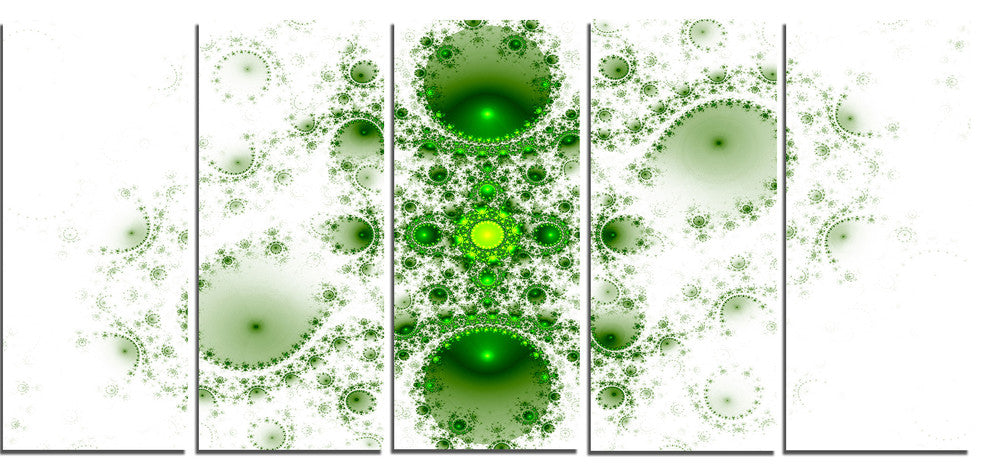 Cabalistic Nature Green Fractal Art, Abstract Wall Art Canvas, 60"x28", 5 Panels