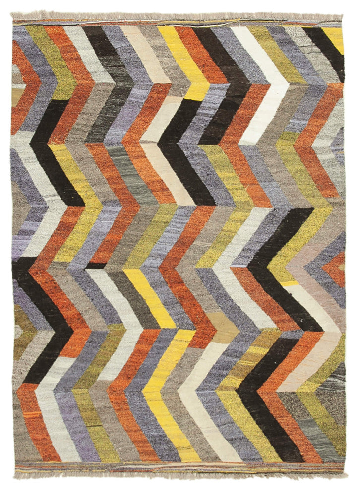 Rug N Carpet - Handmade Turkish 5' 9'' x 8' 2'' Modern Design Wool Kilim Rug