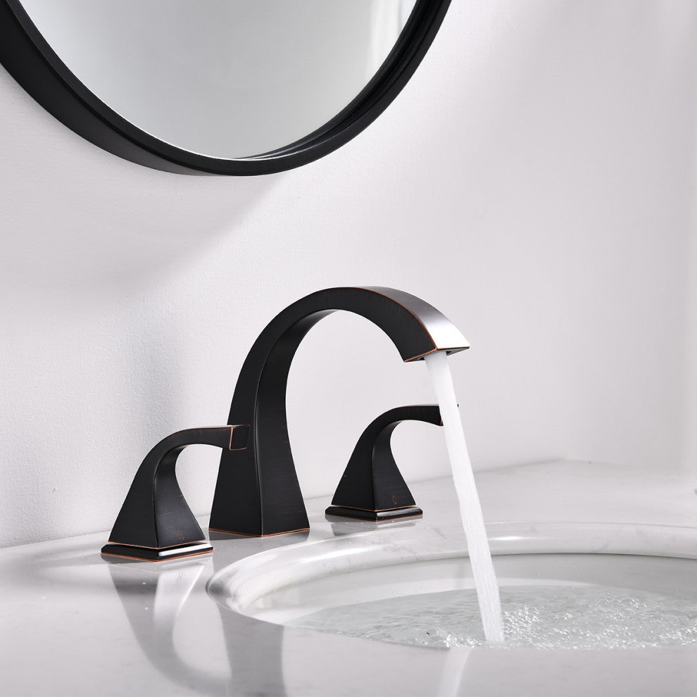 8" Brass Widespread Bathroom Sink Faucet, Oil Rubbed Bronze