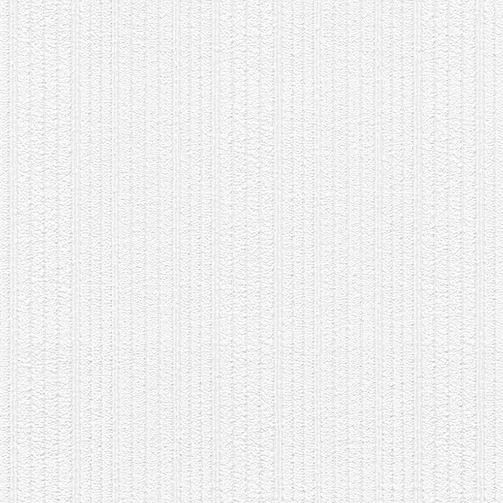 Architectural, Texture Geometric Paintable Pre-Pasted White Wallpaper Roll