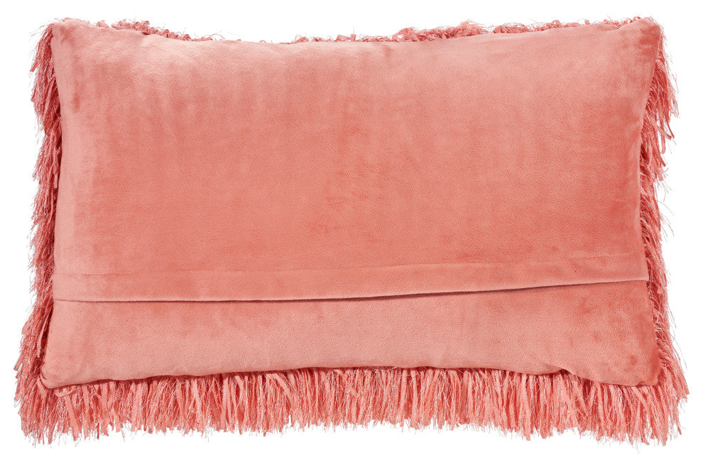 Nourison Home 14"x24" Mina Victory Shag Soft Ribbon Shag Coral Throw Pillows