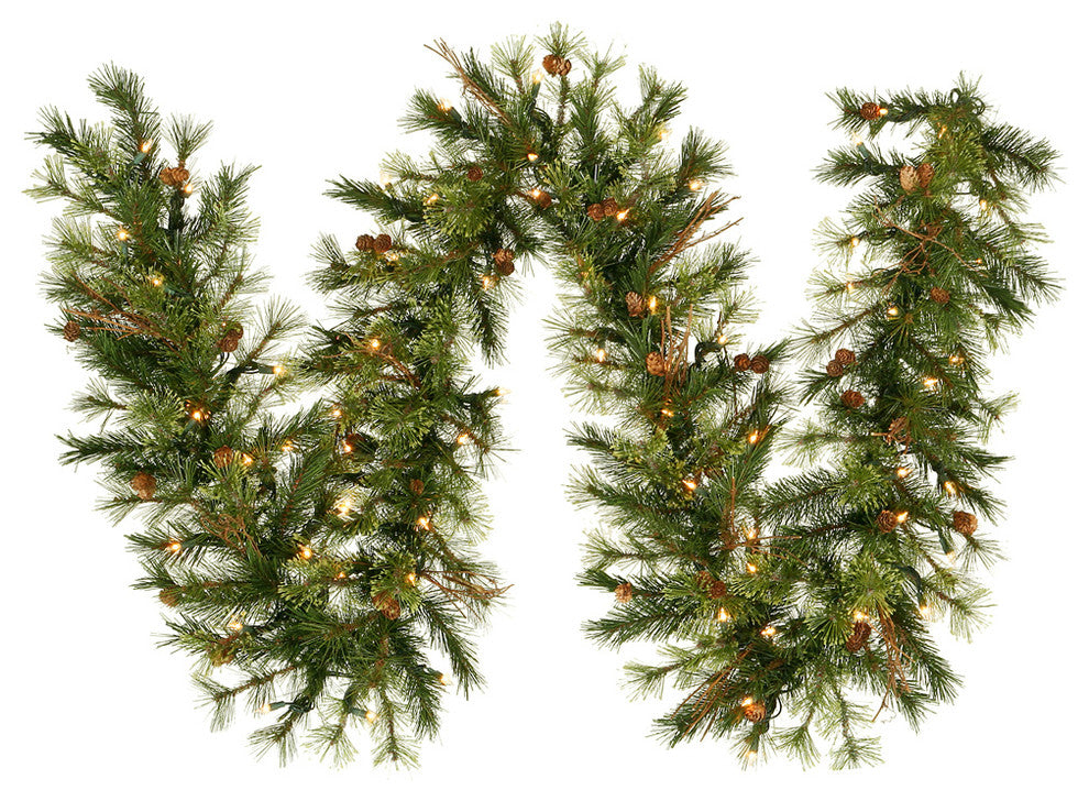 Vickerman A801713Led 9' Country Pine Christmas Garland, Warm White Led Lights