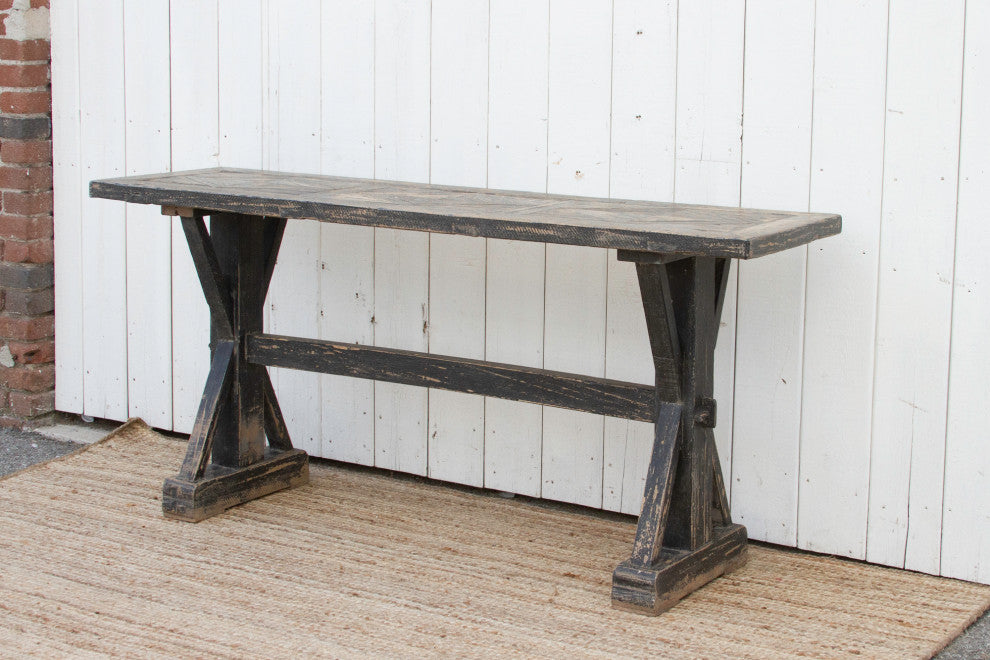 French Parquetry Top Console Table