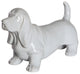 Standing Basset Hound Ceramic Statue, Shiny Grey