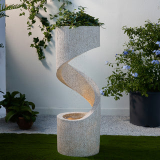Faux Terrazzo Spiral Shaped Polyresin Fountain