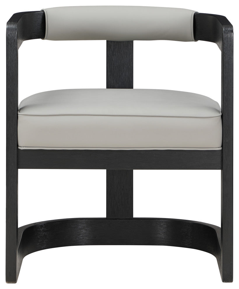 Manchester Faux Leather Upholstered Dining Chair, Grey, Black Finish