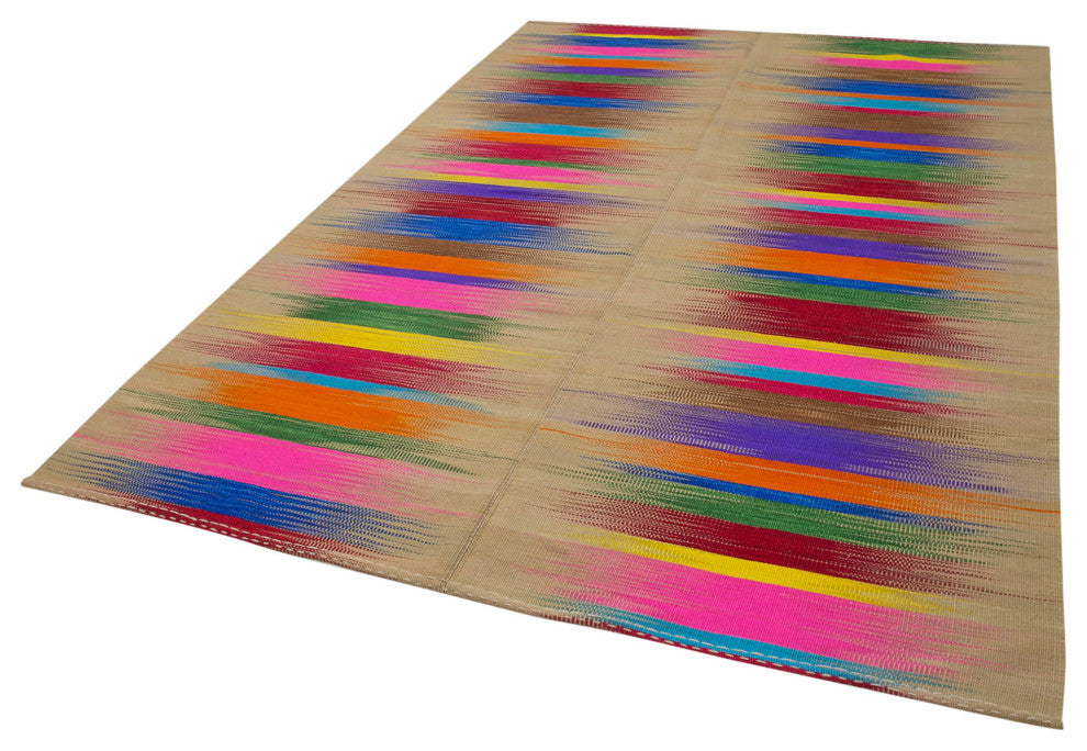 Rug N Carpet - Handmade Turkish 6' 8'' x 9' 5'' Modern Design Wool Kilim Rug