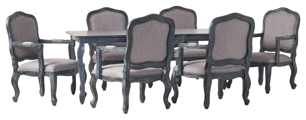 Bonview Fabric Upholstered Wood Expandable 7-Piece Dining Set, Gray