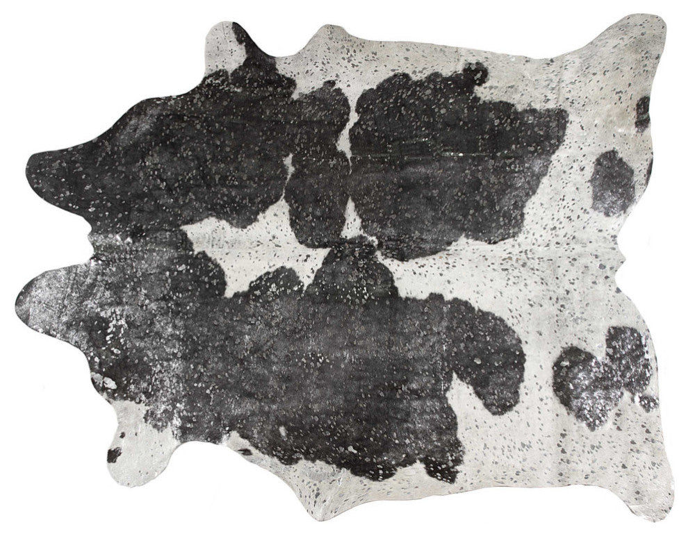 72" X 84" Silver Black & White Cowhide  Rug
