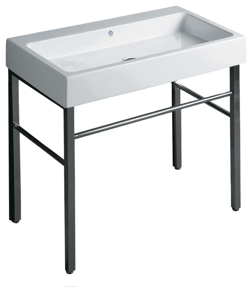 Whitehaus B-U90-DUCG1-A09 Large Rectangular Sink Console with Front towel Bar