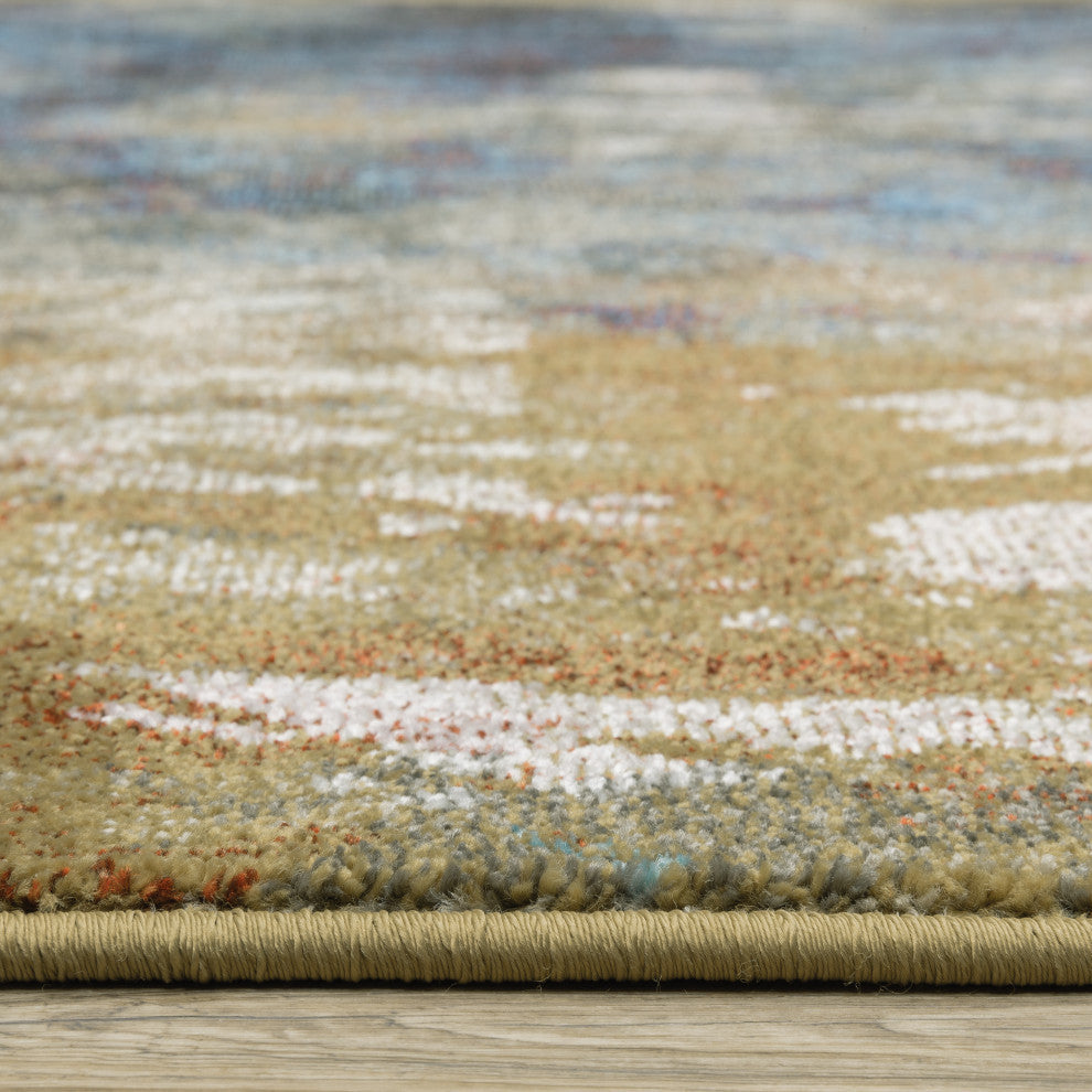 Vander Imperial Blue/Gold Power-Loomed Area Rug, 9'10"x12'10"
