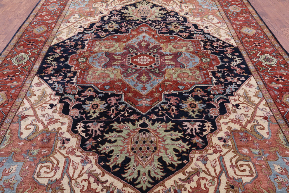 9' 0" X 11' 11" Handmade Persian Fine Serapi Wool Rug - Q14692