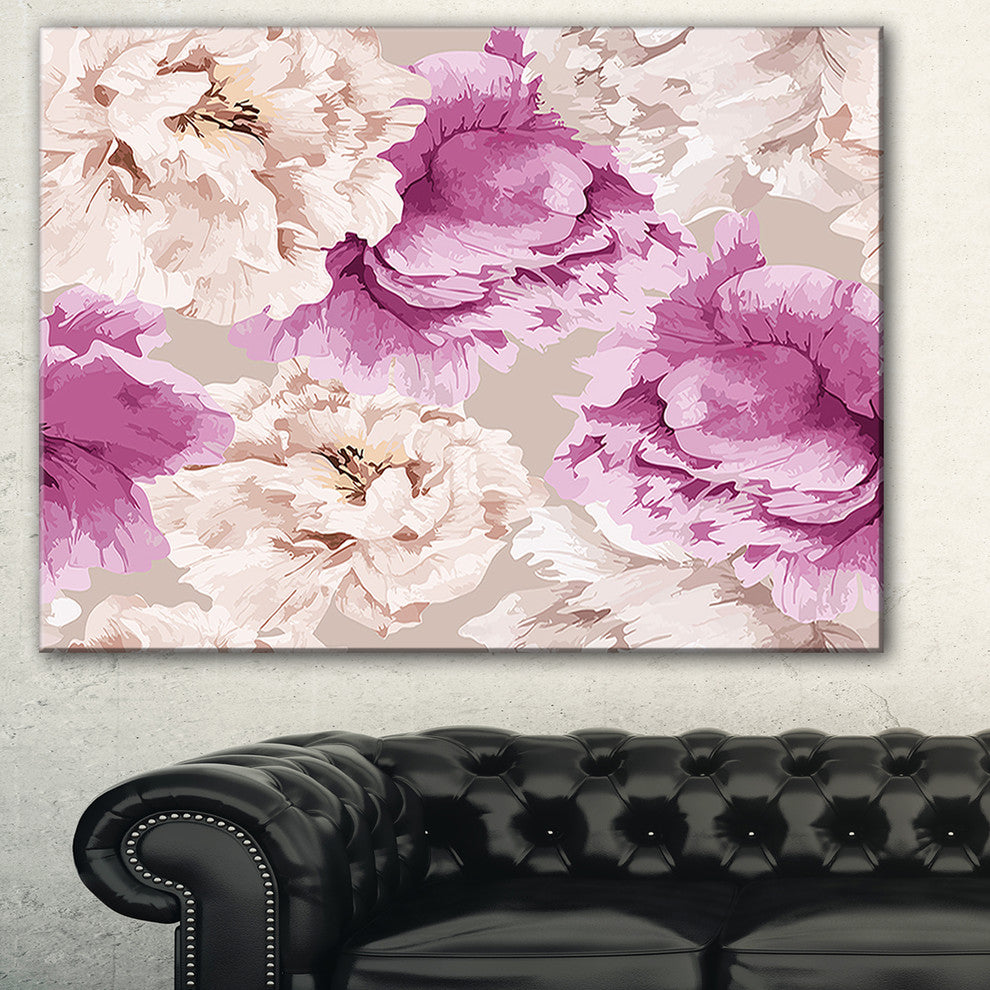 "Peony Floral Pattern" Canvas Print, 32"x16"