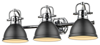 Duncan 3 Light Bath Vanity, Chrome With A Matte Black Shade