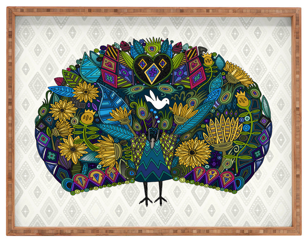 Deny Designs Sharon Turner Peacock Garden Rectangular Tray