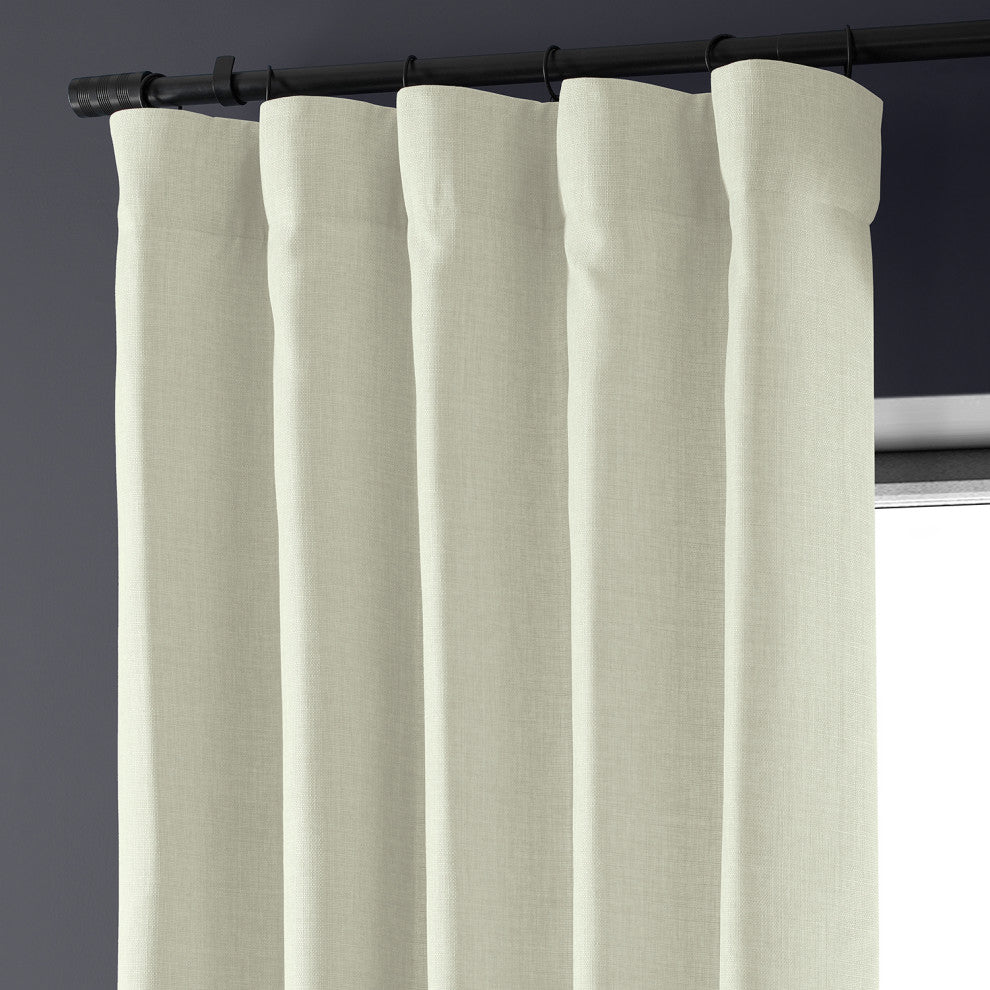 Italian Faux Linen Curtain Single Panel, Gravity Ivory, 50"x84"