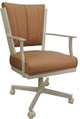 Leather Montana Dining Caster Chair Swivel Tilt with Wheels, Brown Leather on Beige