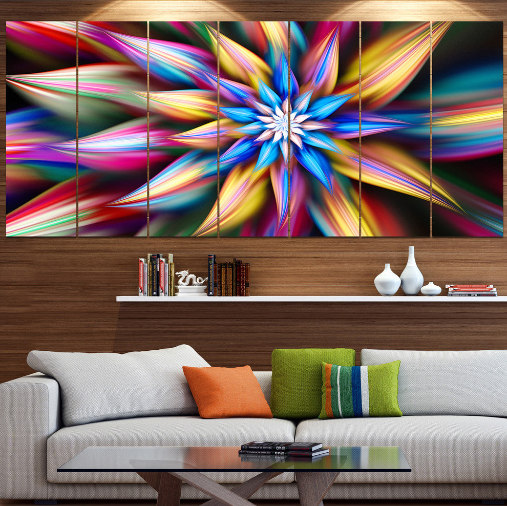 Exotic Multi Color Flower Petals, Floral Canvas Art Print, 83"x32", 7 Panels