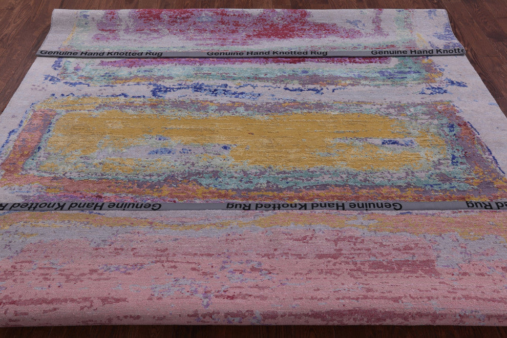 Wool & Silk  Abstract Handmade Rug 7' 11" X 10' 1" - Q14869