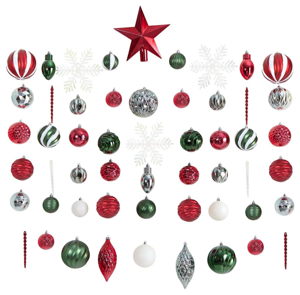 D1034 Holiday Deluxe Shatterproof, 100 Count Christmas Tree Ornament Box Set