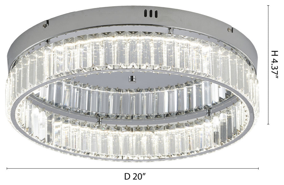 1-Light Chrome Dimmable LED Flush Mount With Clear Crystals