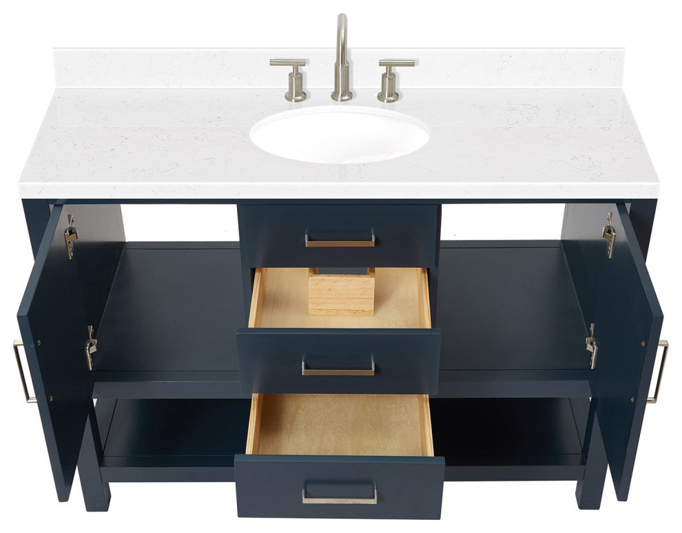 Ariel Bayhill 48" Single Oval Sink Bathroom Vanity, Carrara Quartz