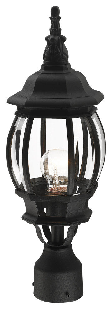 Textured Black Traditional, Colonial, Outdoor Post Top Lantern