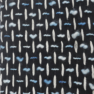 Modern Interwoven Throw Blanket with Fringe, Black/Blue/White