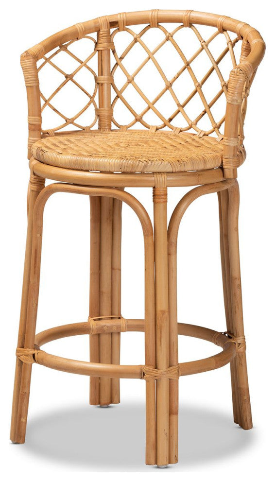 Orchard Modern Bohemian Natural Brown Rattan Counter Stool