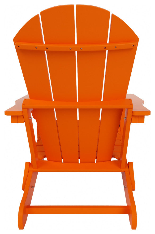 HDPE Outdoor Patio Folding Poly Adirondack Chair, Orange