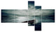 Boat Drifting Away After Storm, Seashore Canvas Art Print, 60"x32", 5 panels