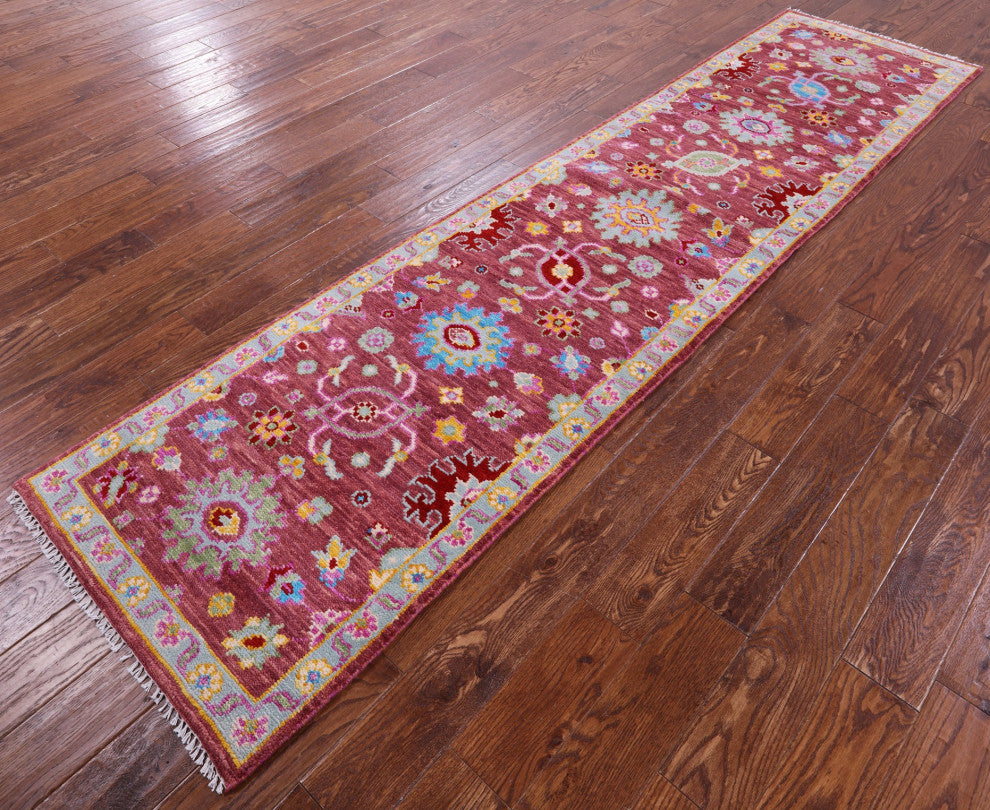Runner Turkish Oushak Handmade Wool Rug 2' 6" X 10' 4" - Q15494