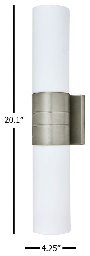 N2342-20-BN 2 Light Vanity Lighting with White Glass in Brushed Nickel Finish