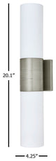 N2342-20-BN 2 Light Vanity Lighting with White Glass in Brushed Nickel Finish