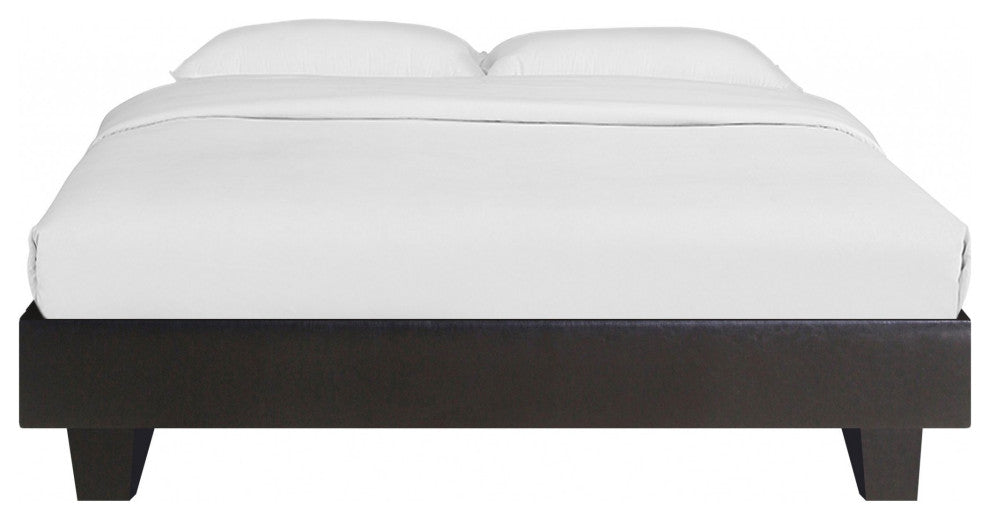 Black Platform Queen Bed With Two Nightstands
